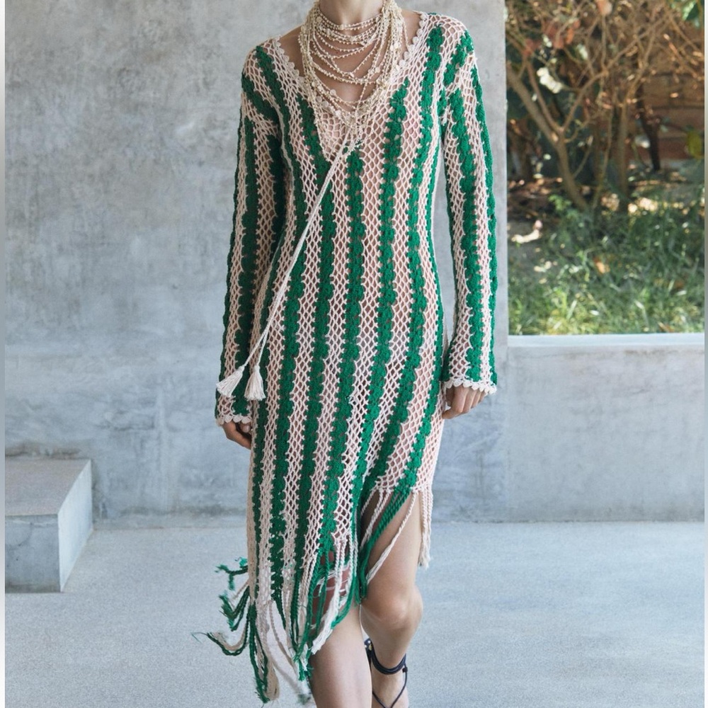 Zara crochet asymmetric tunic dress